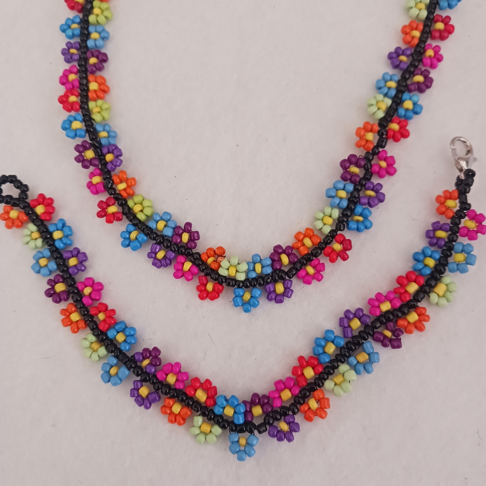 Colorful Beaded Necklace and Bracelet Set